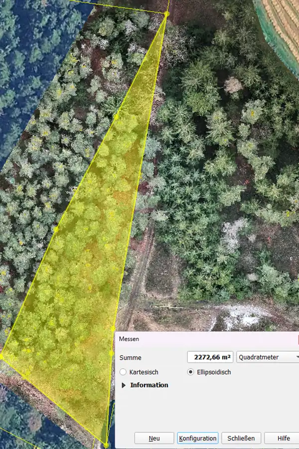 Vermessung einer Flaeche mit QGIS