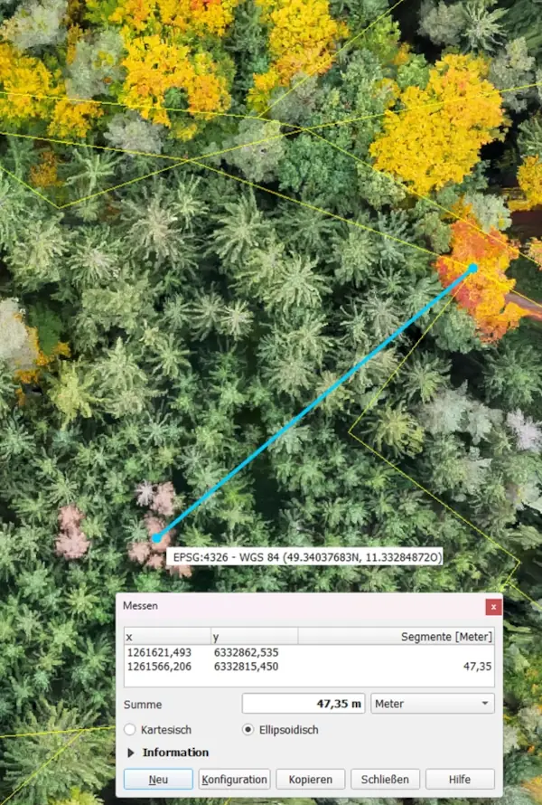 Waldaufnahme - Forstinventur mit QGIS  - Vermessung  und Georeferenzierung